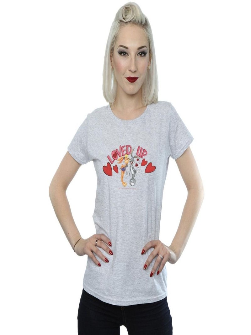 Looney Tunes - T-shirt VALENTINE'S DAY LOVED UP Gris chiné - Kiabi