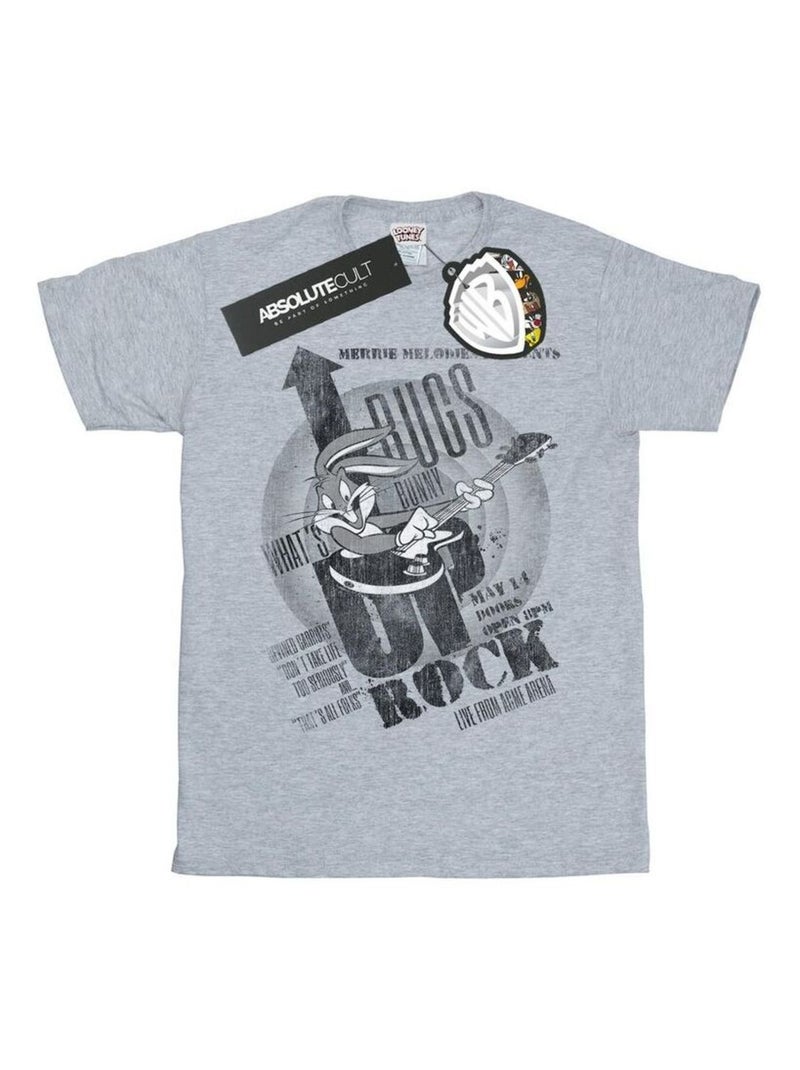 Looney Tunes - T-shirt WHAT'S UP ROCK Gris chiné - Kiabi