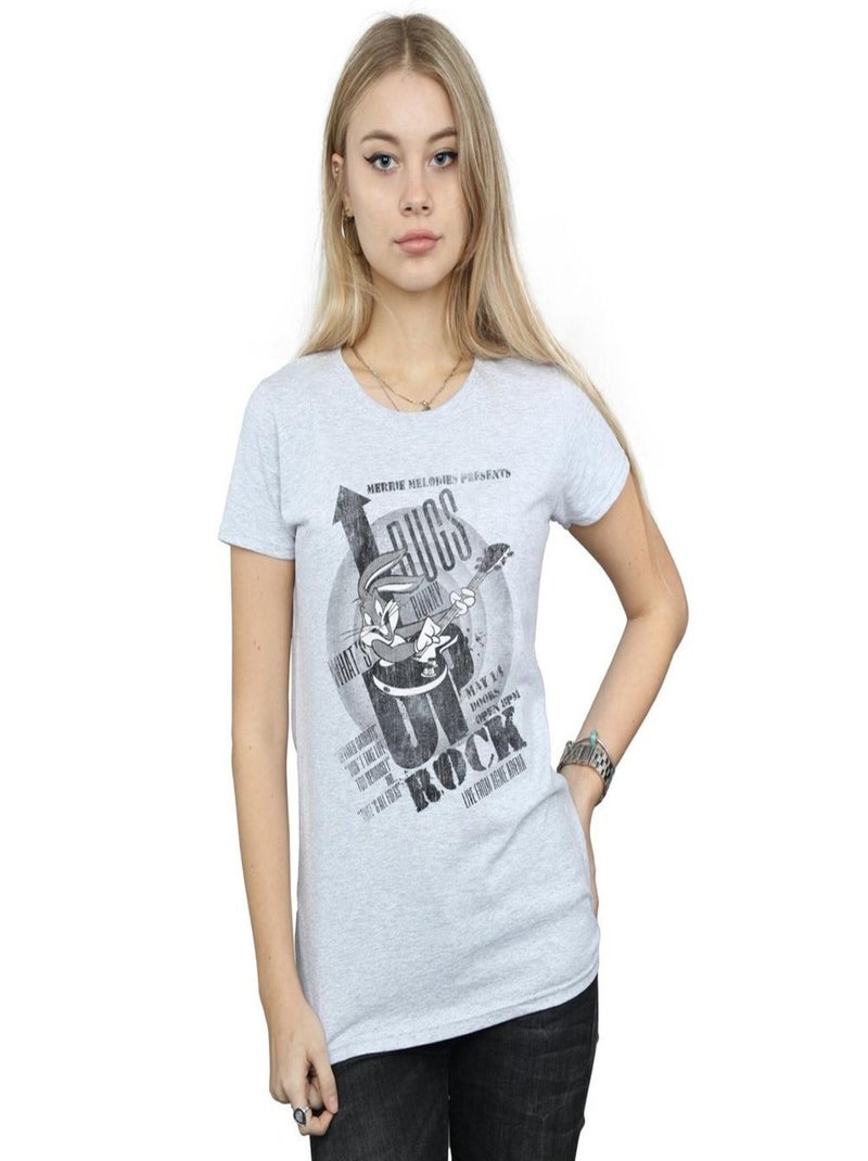 Looney Tunes - T-shirt WHAT'S UP ROCK Gris chiné - Kiabi