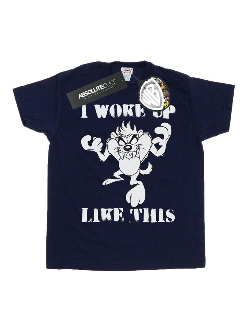 Looney Tunes - T-shirt WOKE UP LIKE THIS Bleu marine - Kiabi