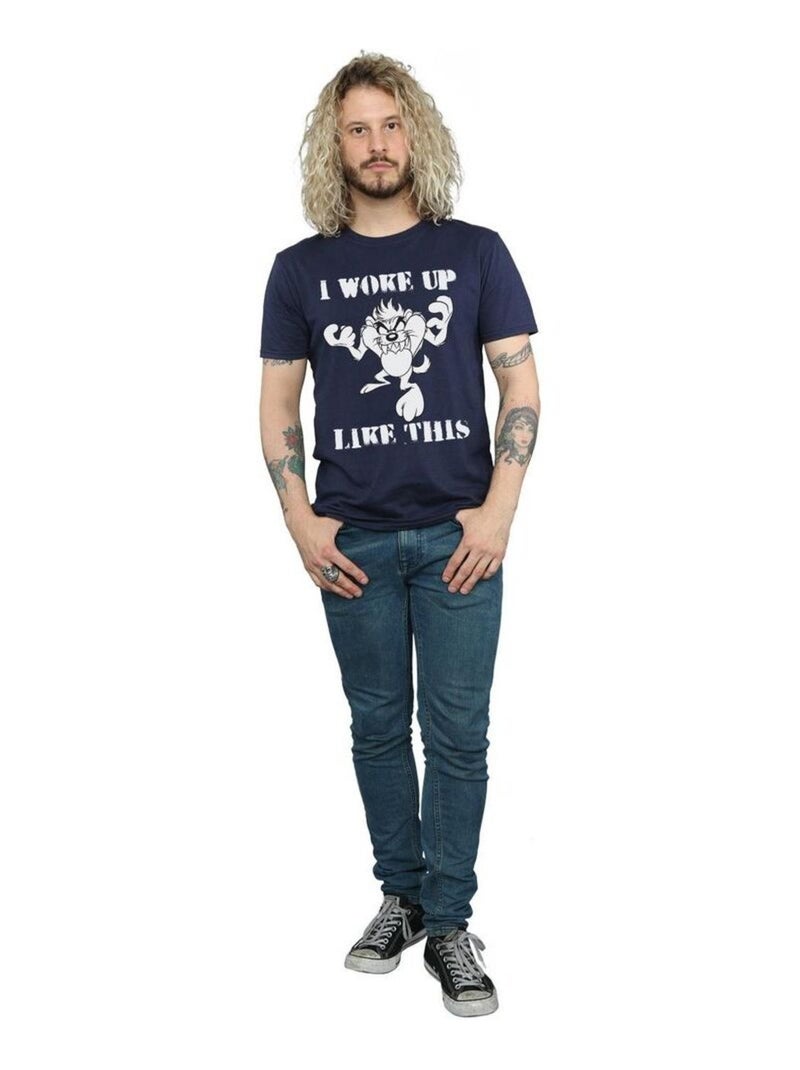 Looney Tunes - T-shirt WOKE UP LIKE THIS Bleu marine - Kiabi