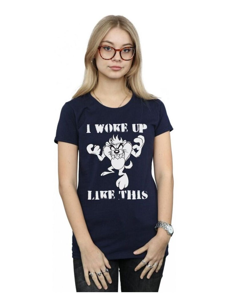 Looney Tunes - T-shirt WOKE UP LIKE THIS Bleu marine - Kiabi