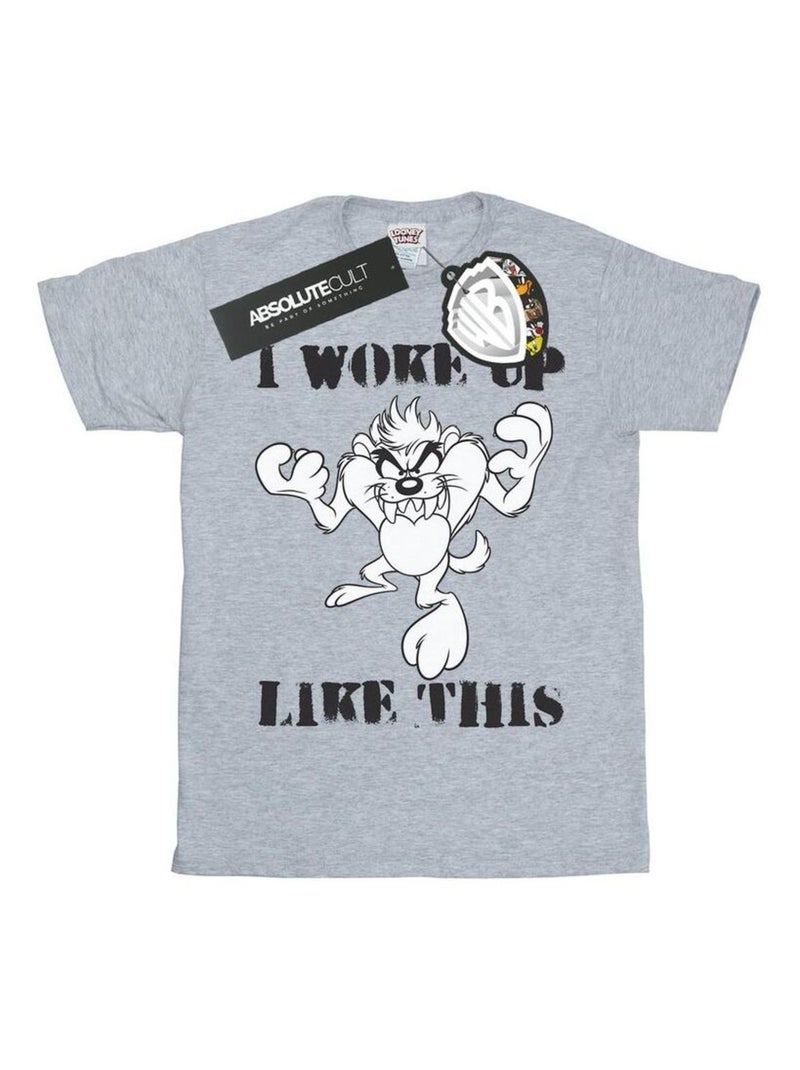 Looney Tunes - T-shirt WOKE UP LIKE THIS Gris chiné - Kiabi