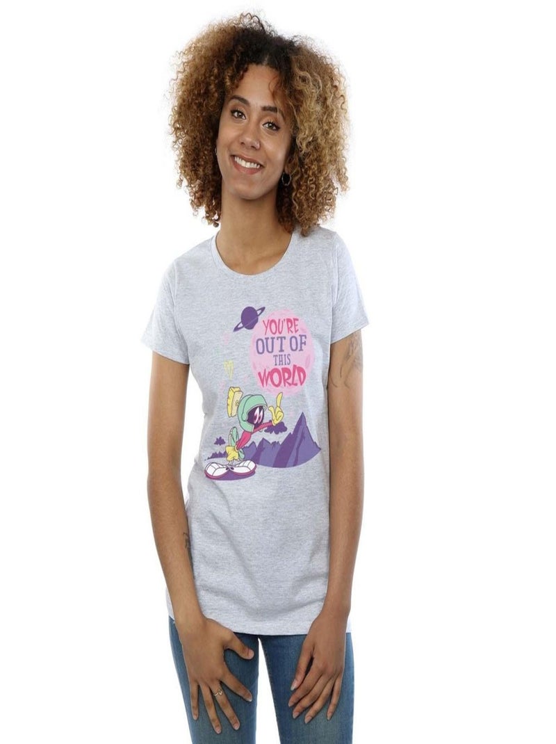 Looney Tunes - T-shirt YOU'RE OUT OF THIS WORLD Gris chiné - Kiabi