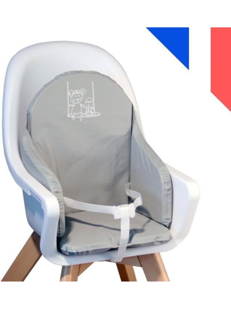 LOOPING Coussin Chaise Haute Bébé | PVC Imperméable, Sangles, Fabriqué en France | Gris Gris - Kiabi
