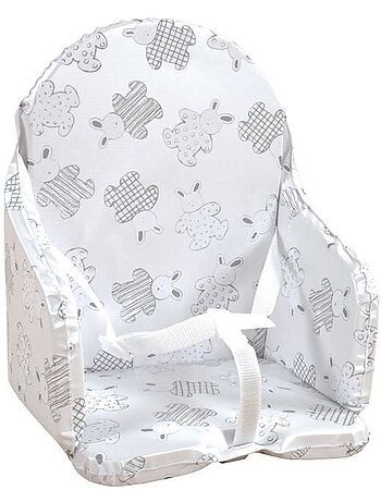 Looping coussin chaise haute bébé | pvc imperméable, sangles, fabriqué en france | lapin pyjama