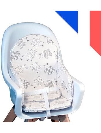 Looping coussin chaise haute bébé | pvc imperméable, sangles, fabriqué en france | lapin pyjama