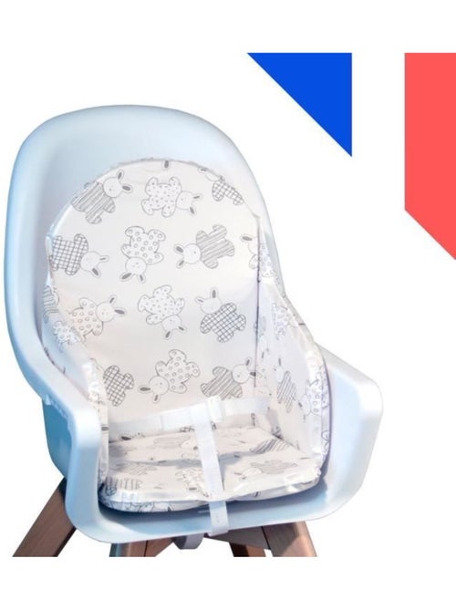 Looping coussin chaise haute bébé | pvc imperméable, sangles, fabriqué en france | lapin pyjama - Kiabi