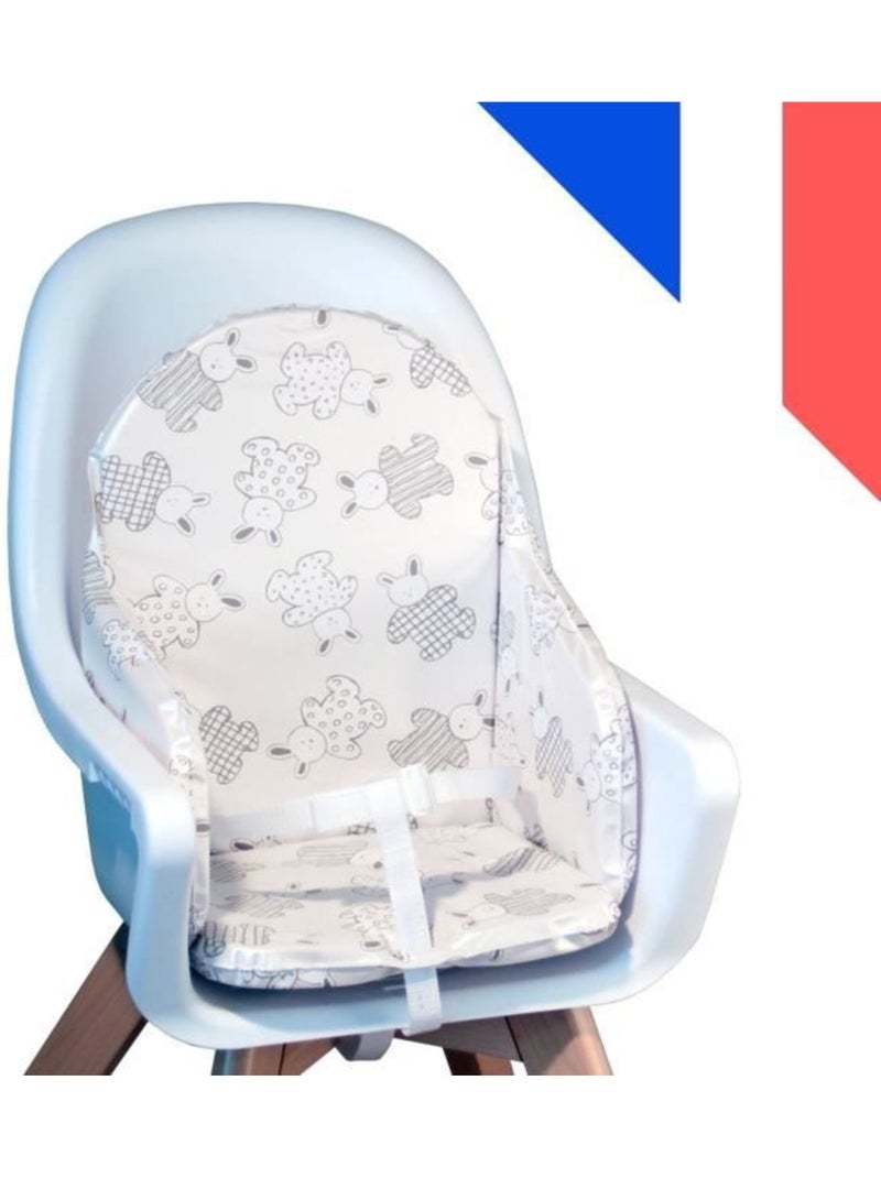 Looping coussin chaise haute bébé | pvc imperméable, sangles, fabriqué en france | lapin pyjama Blanc - Kiabi