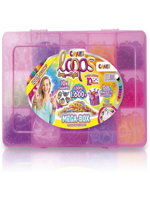 LOOPS Mega Box - Lot de 1600 élastiques pour bricolage et de nombreux accessoires - Kiabi