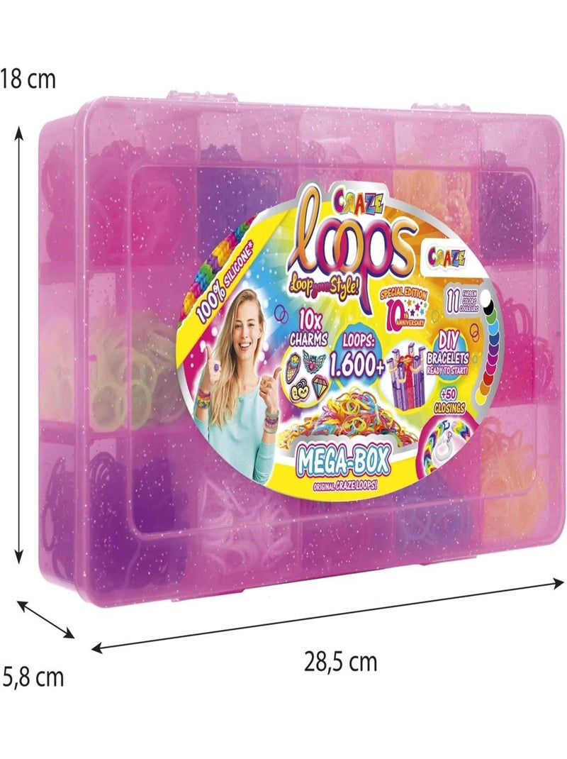 LOOPS Mega Box - Lot de 1600 élastiques pour bricolage et de nombreux accessoires Multicolore - Kiabi