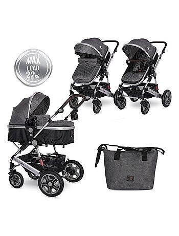 LORELLI - Poussette combinée trio 3 en 1 - siège auto 0m – nacelle – dès la naissance – jusqu’à 15kg