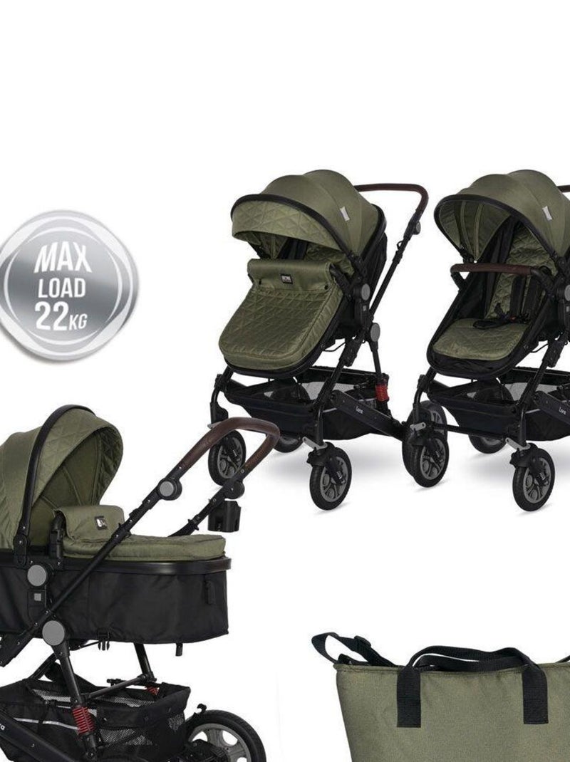 LORELLI - Poussette combinée trio 3 en 1 - siège auto 0m – nacelle – dès la naissance – jusqu’à 15kg Vert - Kiabi