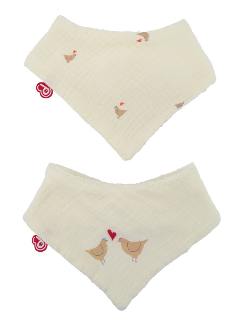 Lot 2 bavoirs bandanas Love Crème - Kiabi