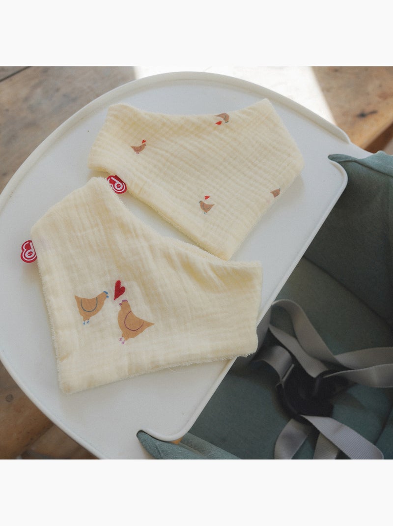 Lot 2 bavoirs bandanas Love Crème - Kiabi