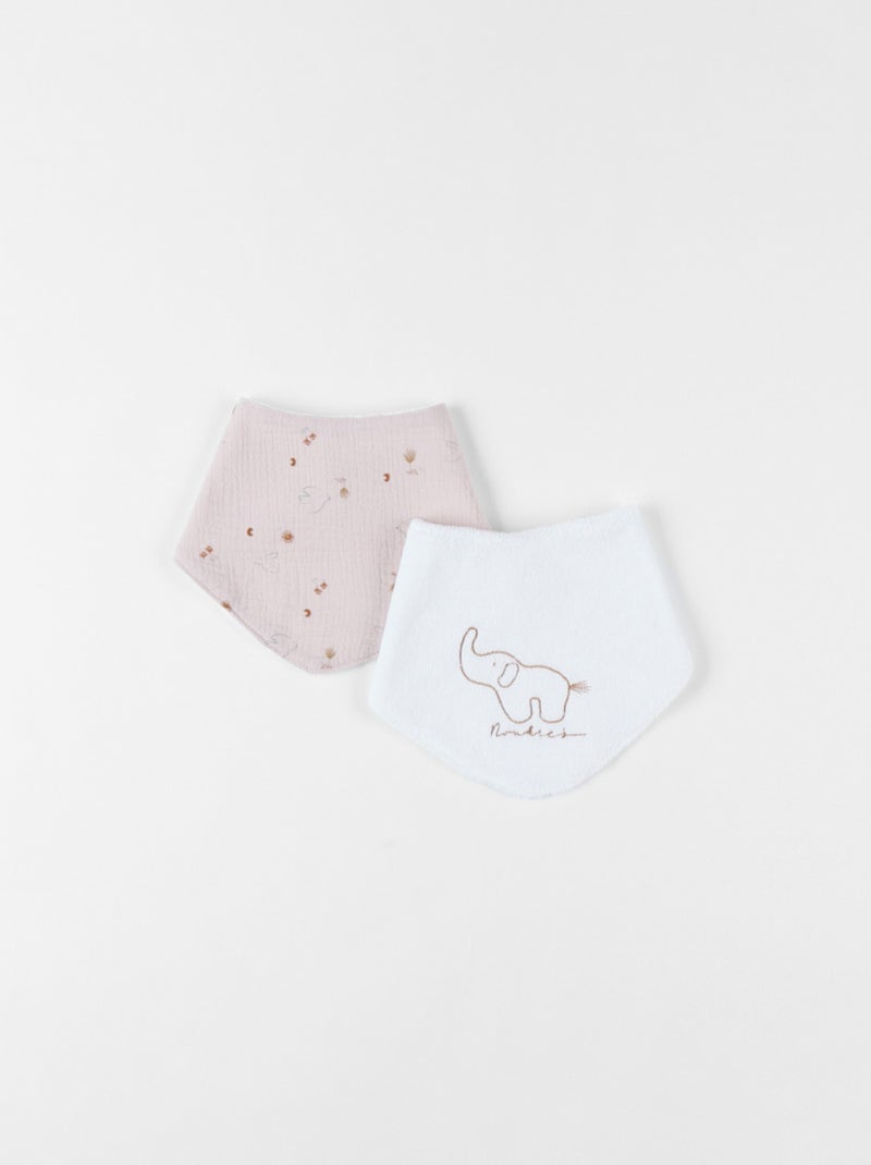 Lot 2 bavoirs éponge & mousseline Noukie's Beige - Kiabi