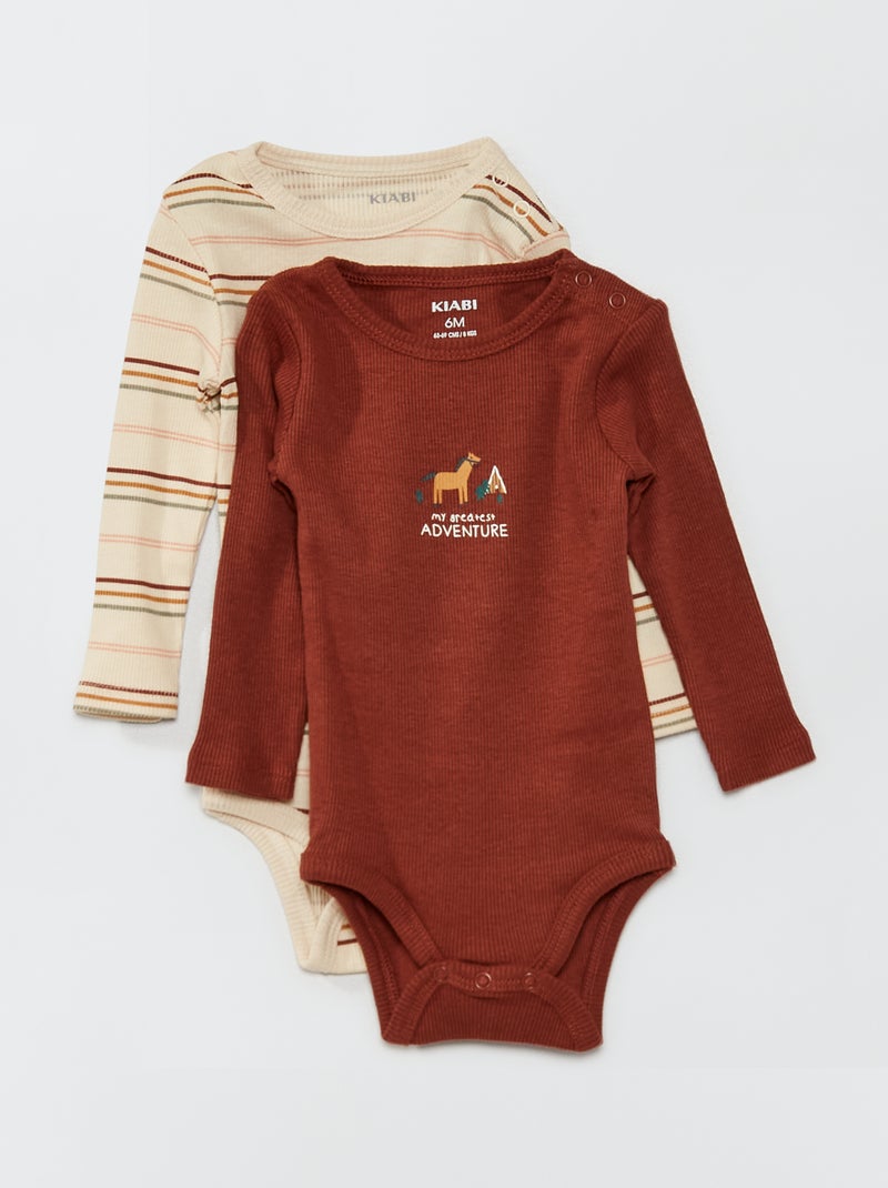 Lot 2 bodies imprimé 'cheval' Marron/beige - Kiabi