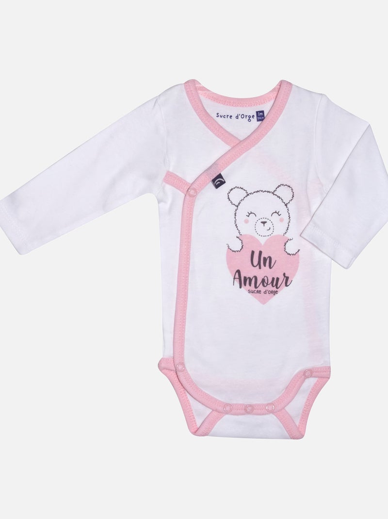 LOT 2 BODIES NAISSANCE FILLE FOCICCHIA Blanc - Kiabi