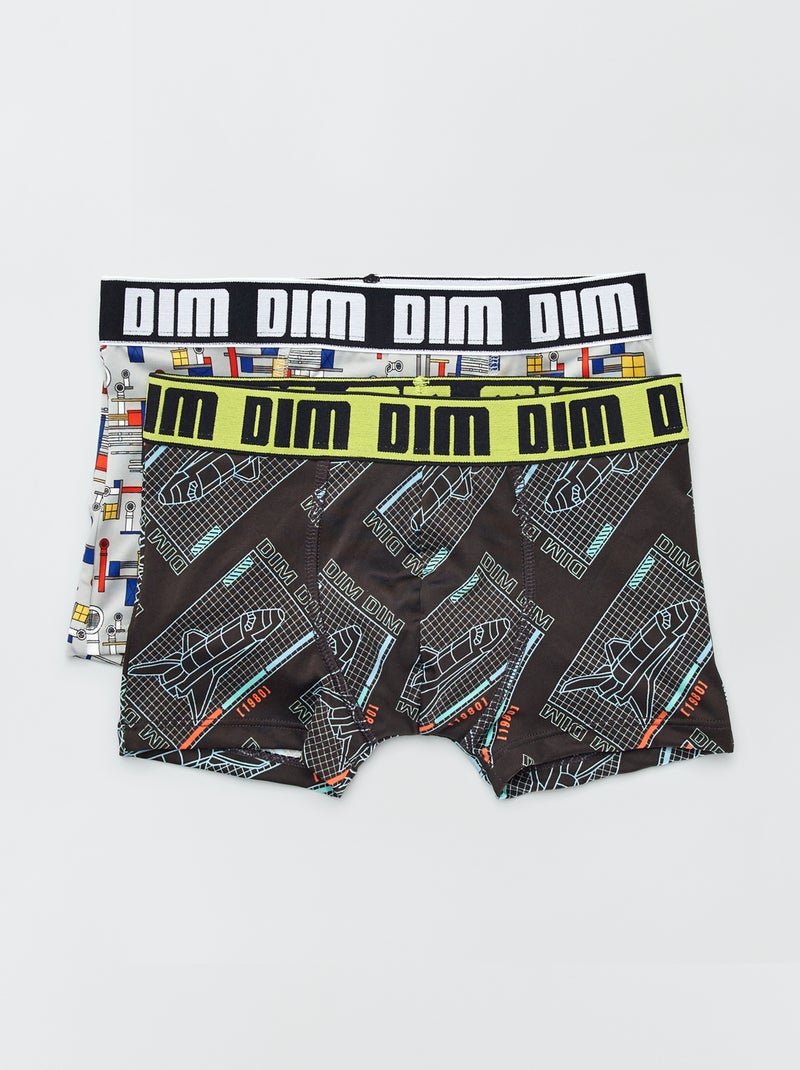 Lot 2 boxers 'Dim' Gris/noir - Kiabi
