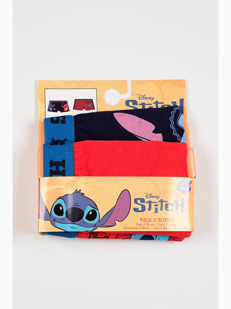Lot 2 Boxers Lilo & Stitch Multicolore| Licence Officielle Bleu Rouge - Kiabi