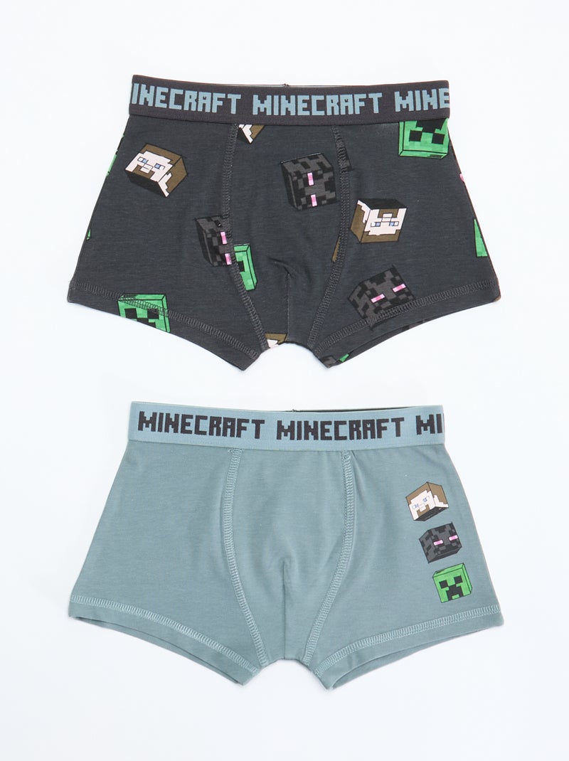 Lot 2 boxers 'Minecraft' Gris - Kiabi