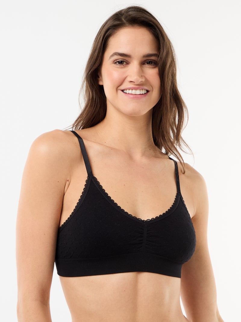 Lot 2 brassières en maille matelassée Blanc/noir - Kiabi