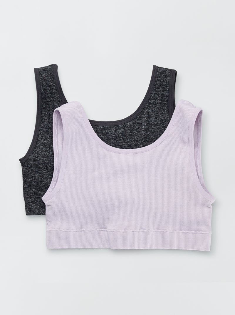 Lot 2 brassières unies Gris/violet - Kiabi