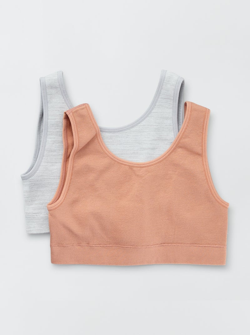 Lot 2 brassières unies Rose/gris - Kiabi