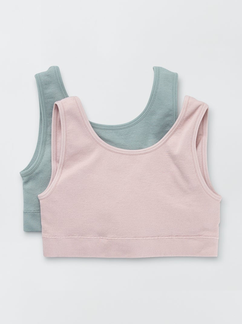 Lot 2 brassières unies Vert/lilas - Kiabi