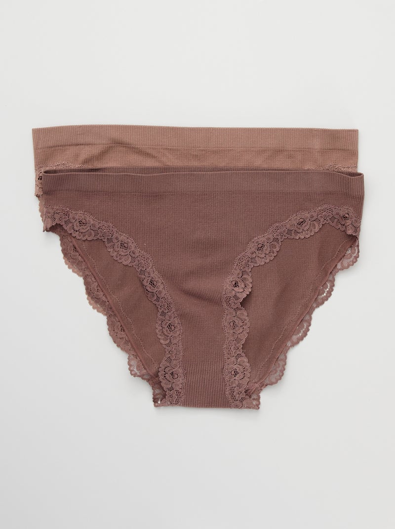 Lot 2 culottes sans coutures marron/rose marron - Kiabi
