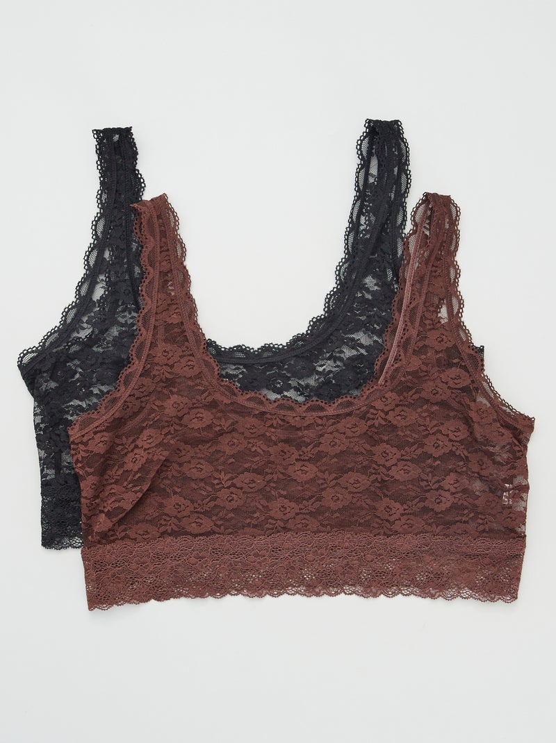 Lot 2 de brassières en dentelle Marron/noir - Kiabi