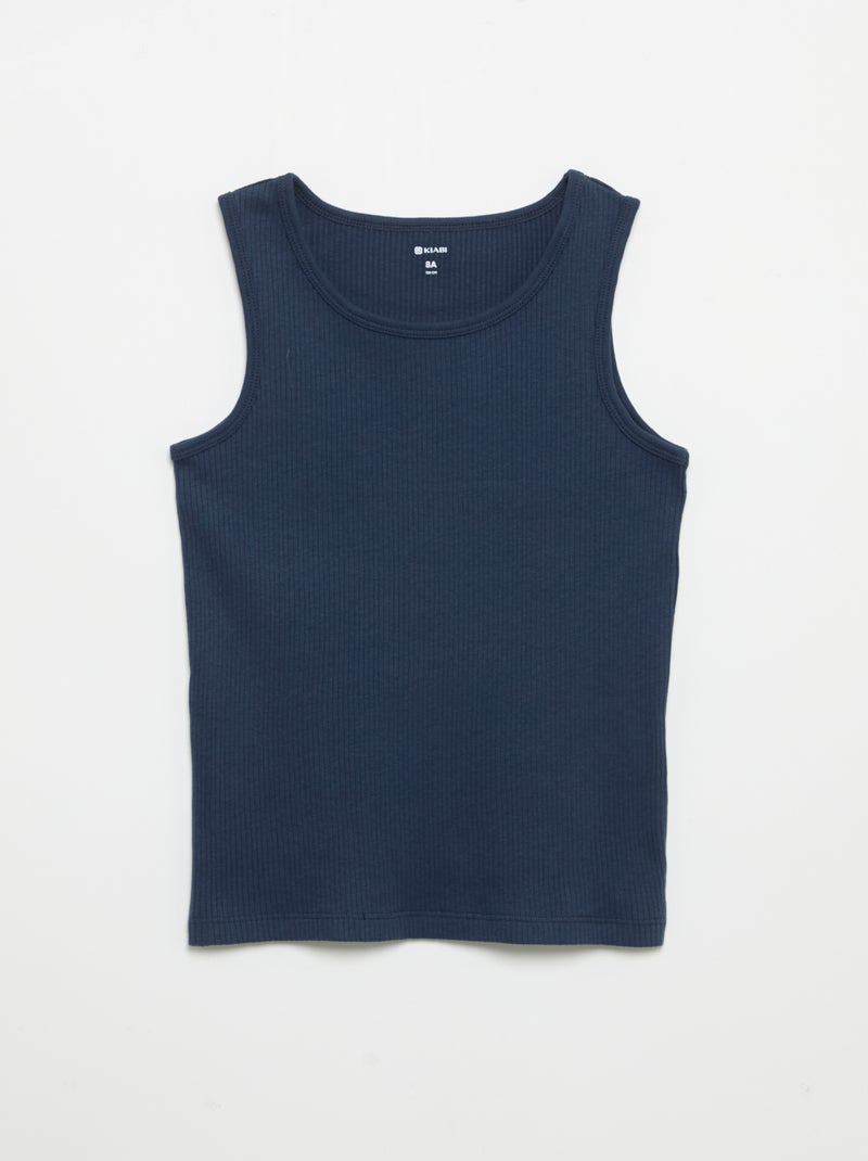 Lot 2 débardeurs unis en rib Bleu - Kiabi