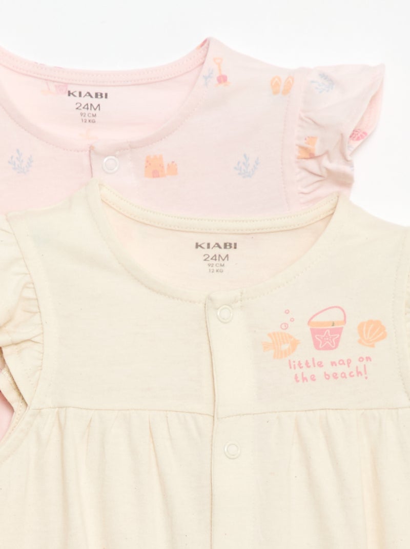 Lot 2 dors bien légers avec emmanchures volantées Rose - Kiabi