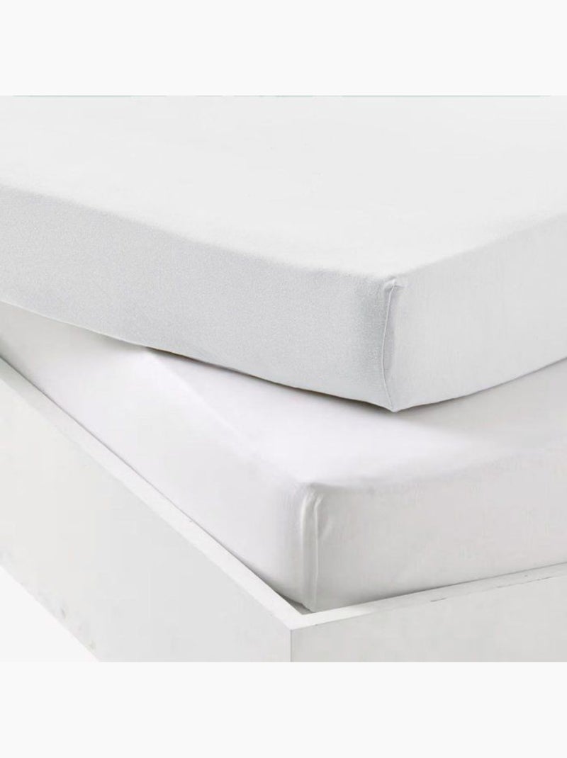 Lot 2 draps-housses extensibles coton pour lit bébé Blanc - Kiabi