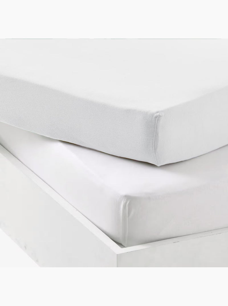 Lot 2 draps-housses extensibles coton pour lit bébé Blanc - Kiabi