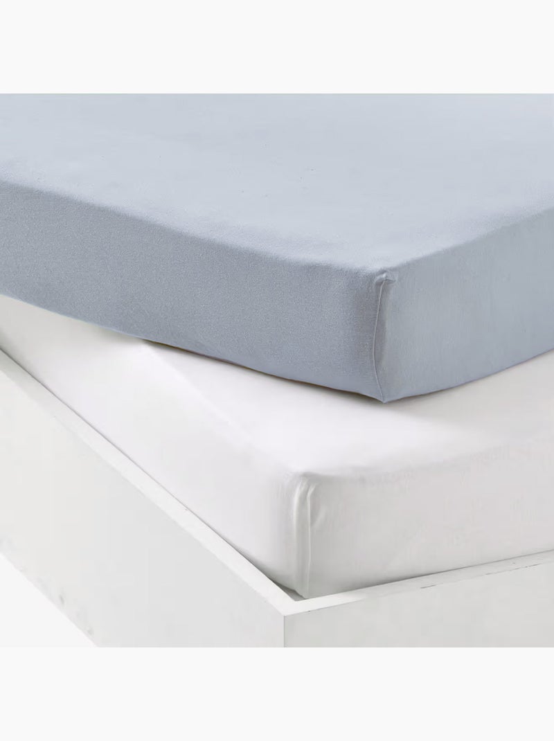 Lot 2 draps-housses extensibles coton pour lit bébé Bleu - Kiabi