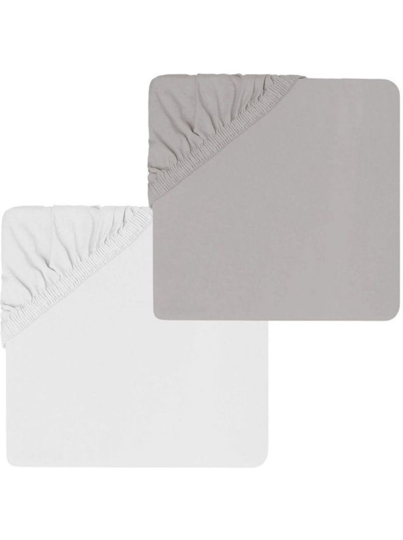 Lot 2 draps-housses extensibles coton pour lit bébé Gris souris - Kiabi