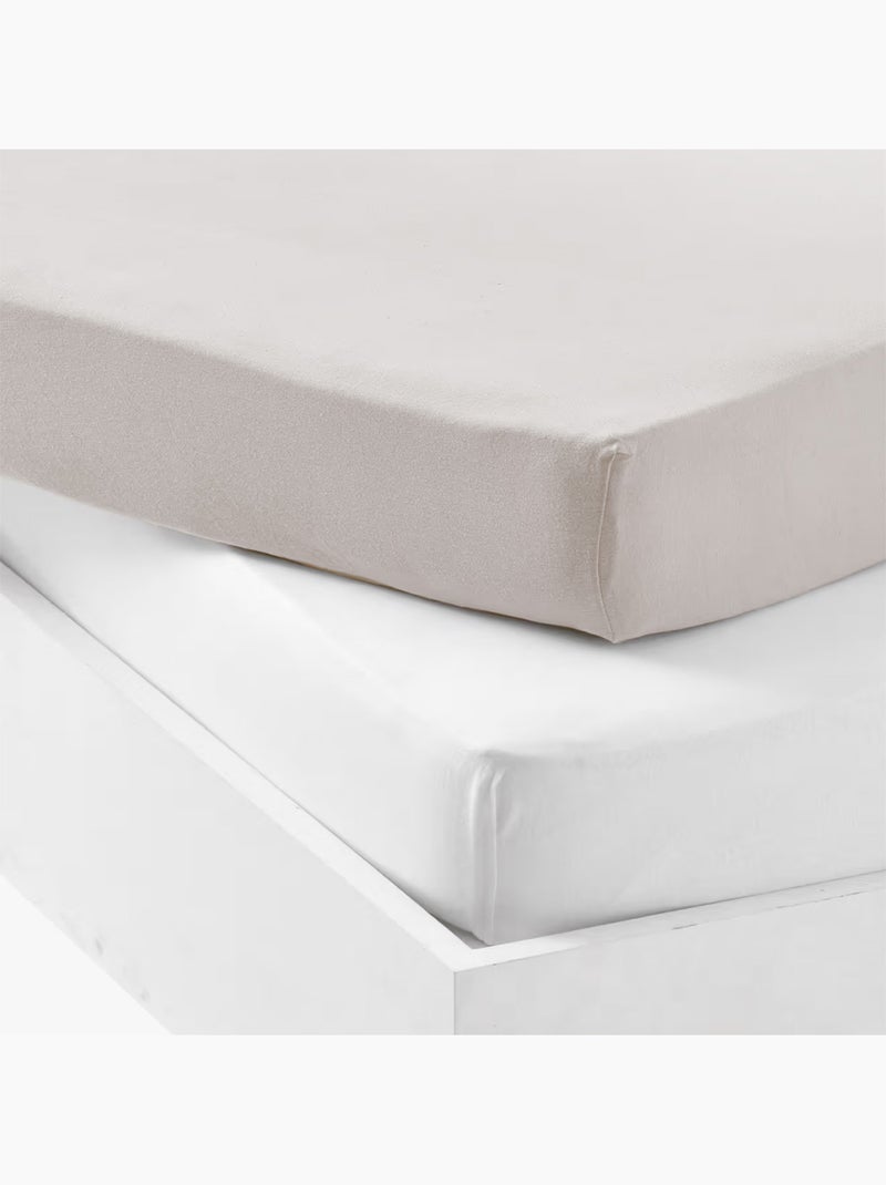 Lot 2 draps-housses extensibles coton pour lit bébé Gris souris - Kiabi