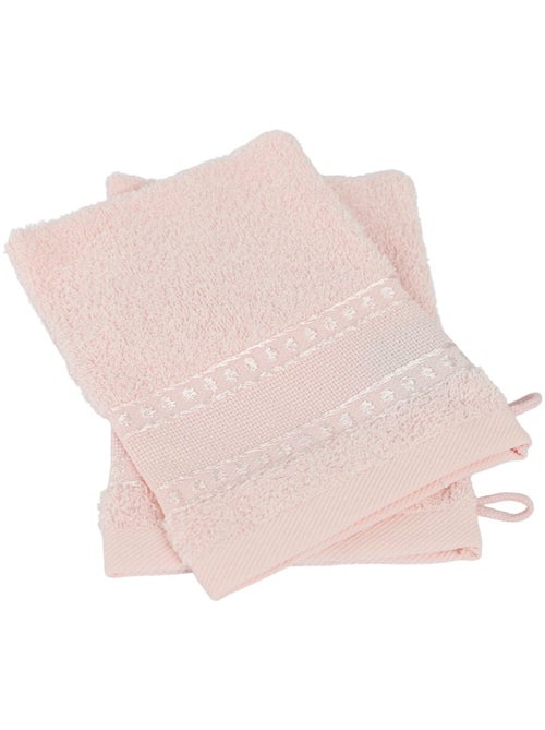 Lot 2 gants de toilette à broder éponge toile Aïda - Kiabi
