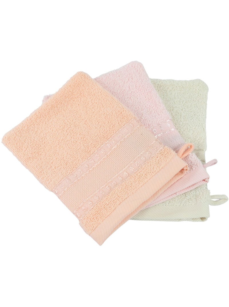 Lot 2 gants de toilette à broder éponge toile Aïda Saumon - Kiabi