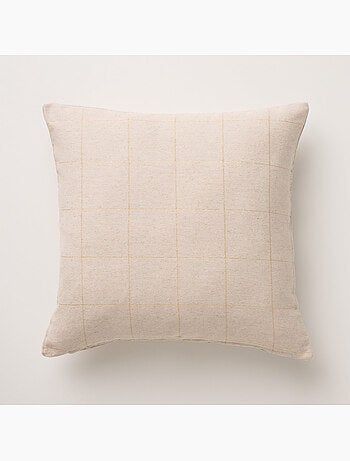 Lot 2 housses de coussin noël à carreaux, fil doré, coton - gamusi.