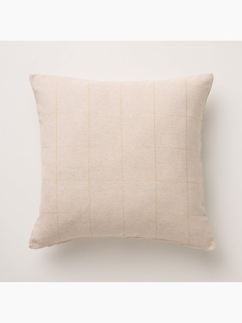 Lot 2 housses de coussin noël à carreaux, fil doré, coton - gamusi. Beige - Kiabi