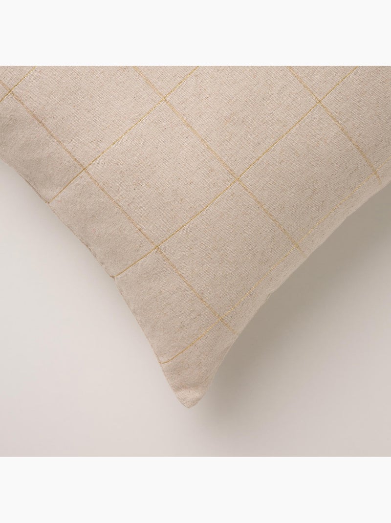 Lot 2 housses de coussin noël à carreaux, fil doré, coton - gamusi. Beige - Kiabi