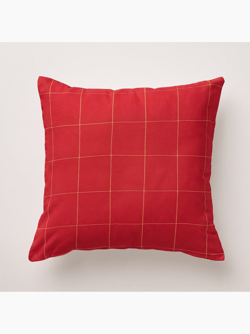 Lot 2 housses de coussin noël à carreaux, fil doré, coton - gamusi. Rouge - Kiabi
