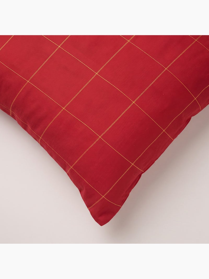 Lot 2 housses de coussin noël à carreaux, fil doré, coton - gamusi. Rouge - Kiabi