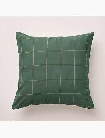 Lot 2 housses de coussin noël à carreaux, fil doré, coton - gamusi.