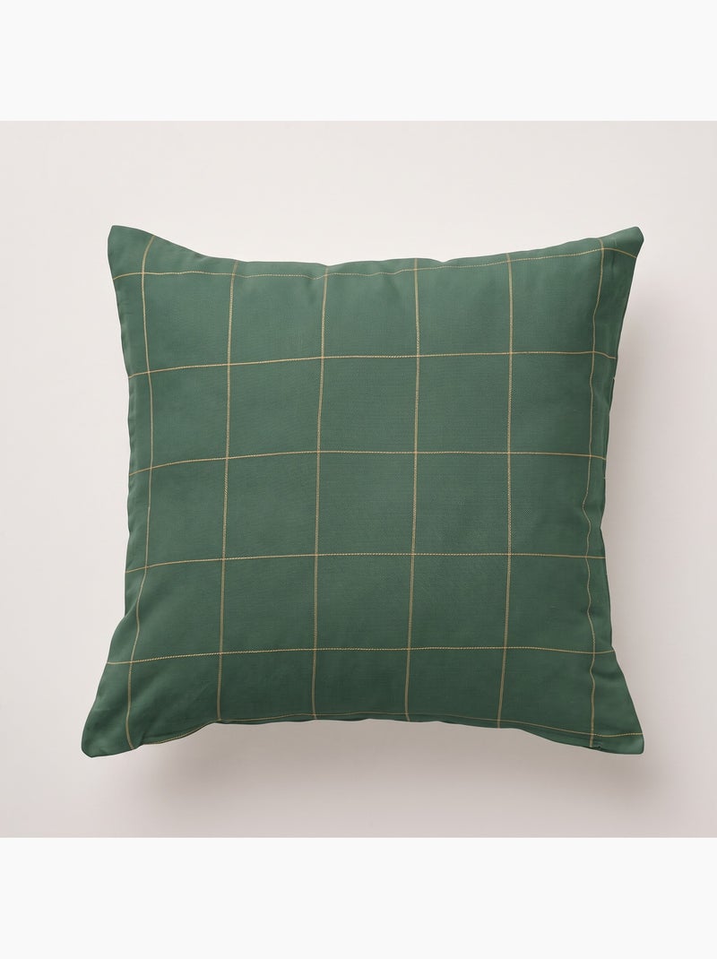 Lot 2 housses de coussin noël à carreaux, fil doré, coton - gamusi. Vert - Kiabi