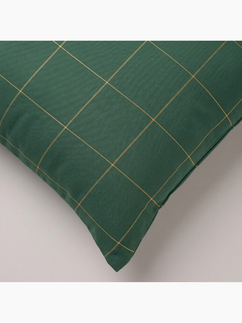 Lot 2 housses de coussin noël à carreaux, fil doré, coton - gamusi. Vert - Kiabi