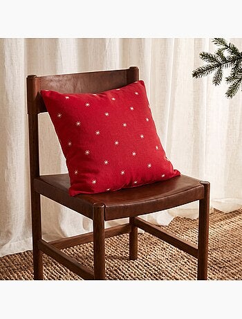 Lot 2 housses de coussin noël étoiles, fil doré, coton - gamusi.