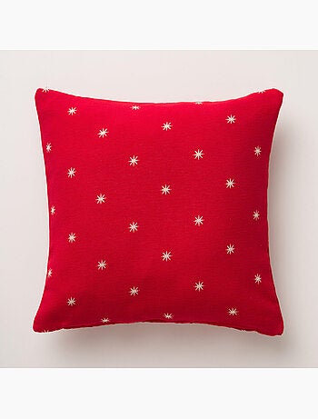 Lot 2 housses de coussin noël étoiles, fil doré, coton - gamusi.